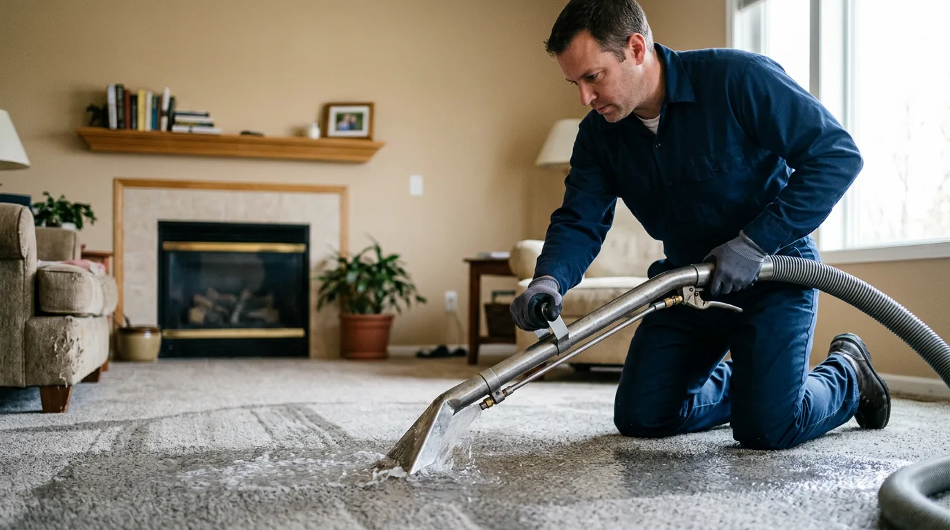 Water damage restoration technician working near Haddonfield, NJ